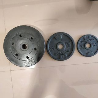 Pesas y barra de gimnasio