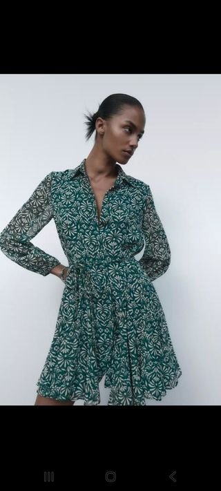 Vestido camisero Zara estampado verde Talla L