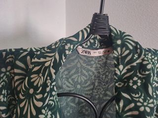 Vestido camisero Zara estampado verde Talla L