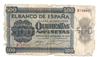 Billete 500 Pesetas 21 Nov 1936