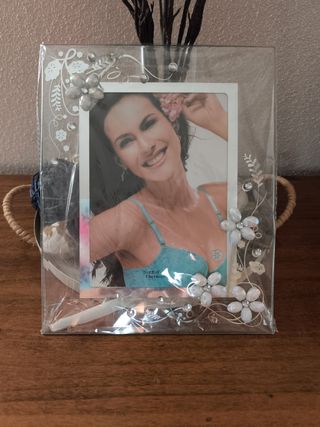 Cornice portafoto in vetro decorata