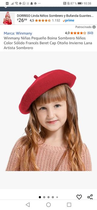Gorro de pintor infantil Winmany rojo