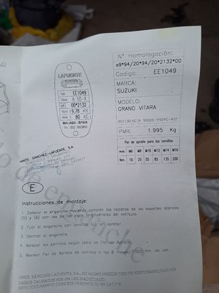 Gancho desmontable remolque Grand Vitara HDI 2004