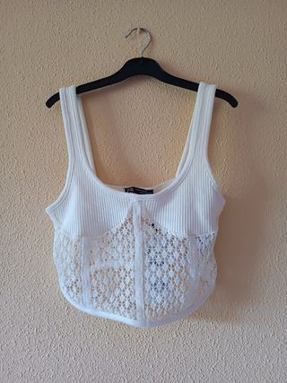Top Zara Blanco Encaje