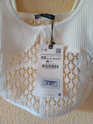 Top Zara Blanco Encaje