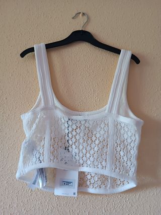 Top Zara Blanco Encaje