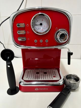 Cafetera Espresso Mandine Roja Retro