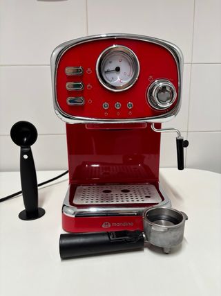 Cafetera Espresso Mandine Roja Retro