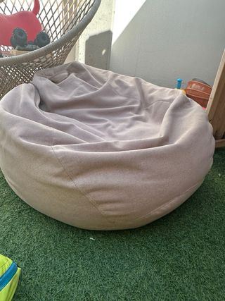 Puff sillón beige-marrón de tela