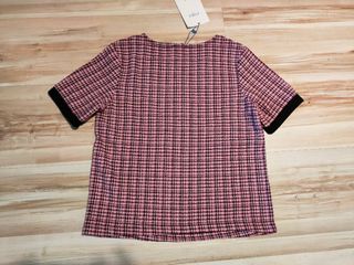 Zara con etiqueta jersey manga corta rosa y marrón