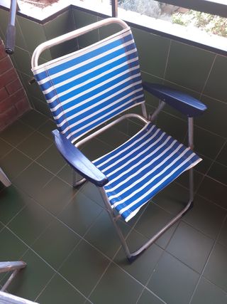 Silla de Playa Plegable Rayas Azul se venden tres