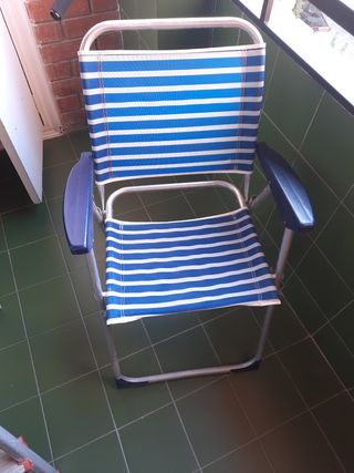 Silla de Playa Plegable Rayas Azul se venden tres