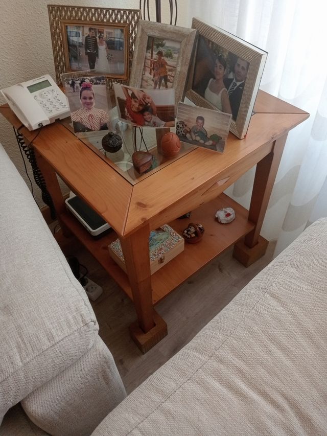 2 Mesitas Salón Madera 70x70x45 y 60x60x45cm