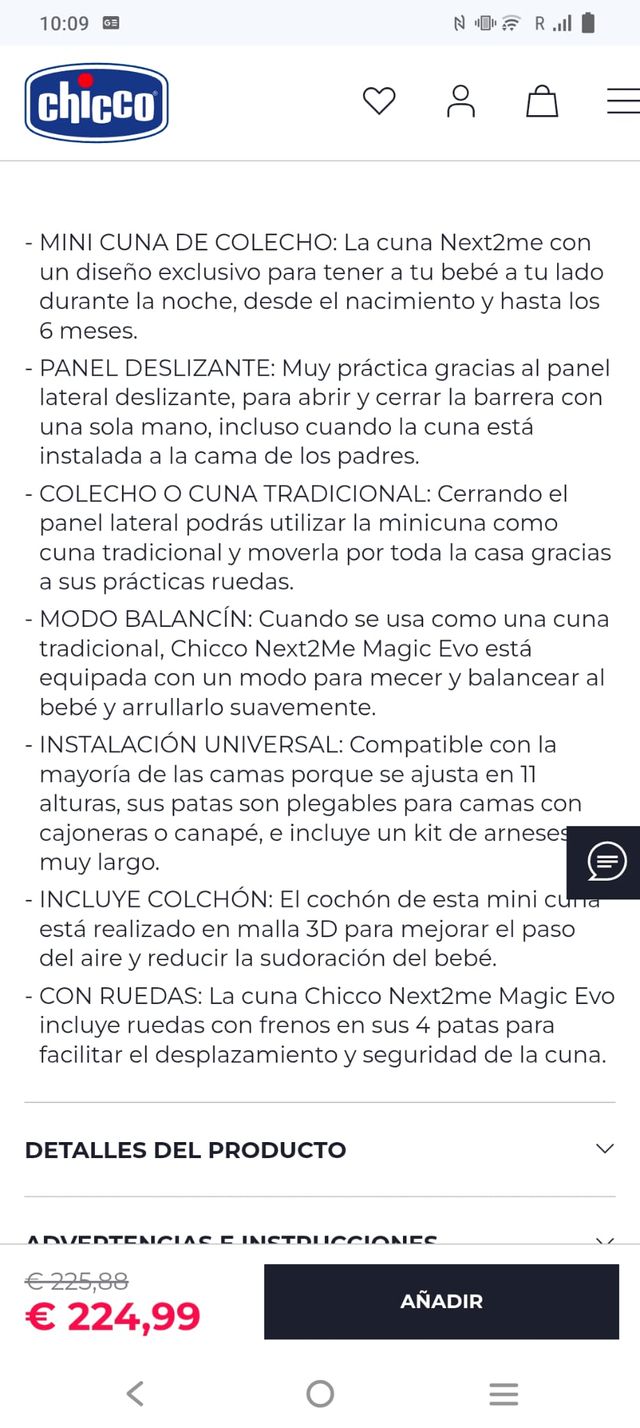 Cuna Colecho Chicco Next2Me Magic Evo