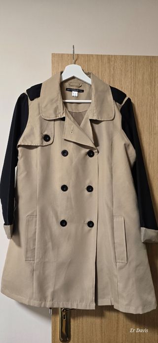Gabardina beige y negra talla L