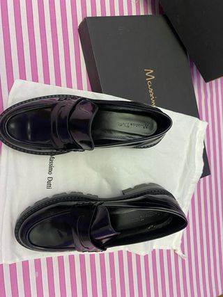 Mocasines track Massimo Dutti negros piel.