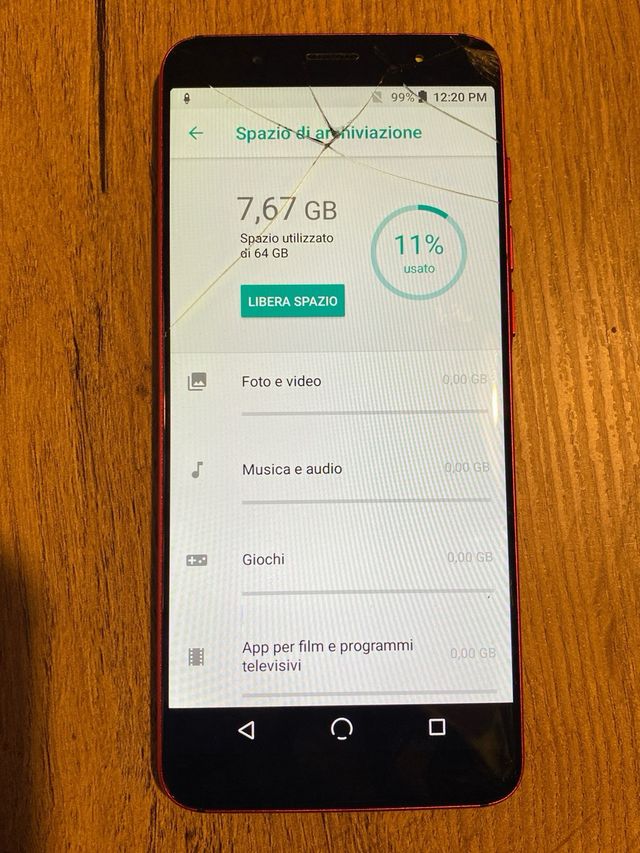 Smartphone NUU N5702L Rosso - Vetro Rotto