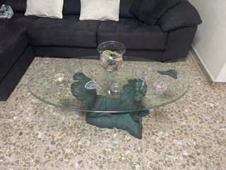 Mesa de salón cristal y metal