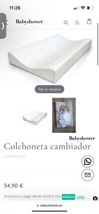 Colchoneta cambiador bebé
