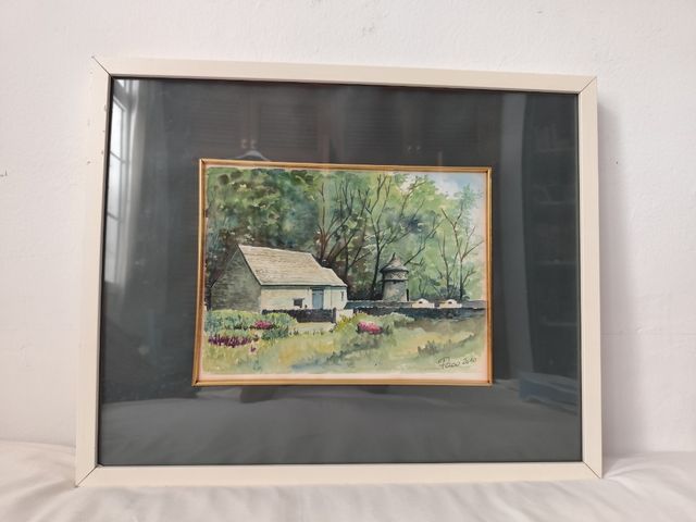 Acuarela Casa Rural con Marco Ikea