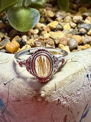Anillo Plata Ley Cuarzo Rutilado Ajustable