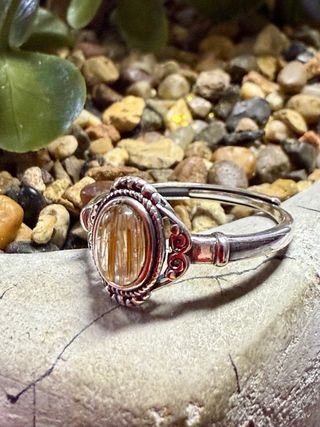 Anillo Plata Ley Cuarzo Rutilado Ajustable