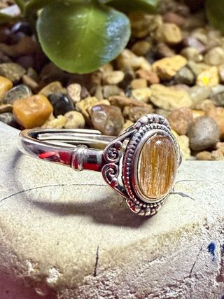 Anillo Plata Ley Cuarzo Rutilado Ajustable