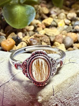 Anillo Plata Ley Cuarzo Rutilado Ajustable
