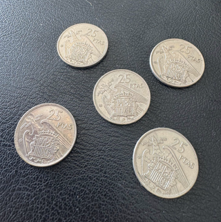 Lote 5 Monedas 25 Pesetas 1957
