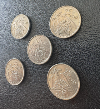 Lote 5 Monedas 25 Pesetas 1957