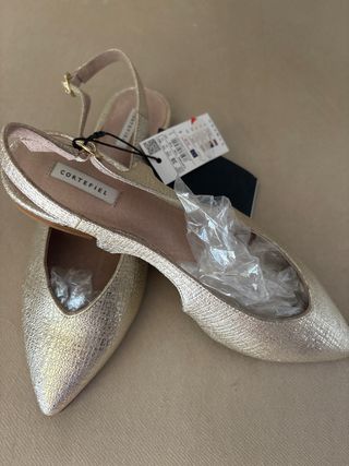 Zapatos de fiesta dorados y plateados Cortefiel
