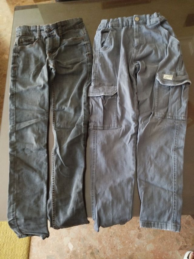 Dos Jeans grises de niño talla 10