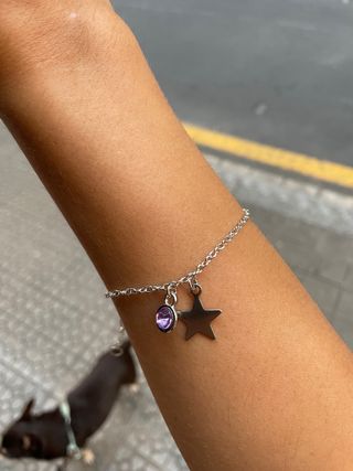 Pulsera Plata Estrella y Circonita Morada