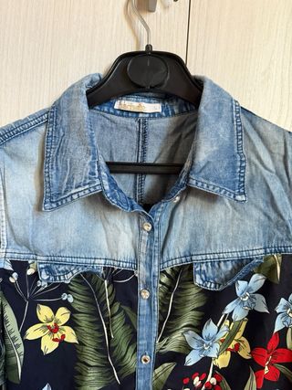 Camicia jeans donna floreale