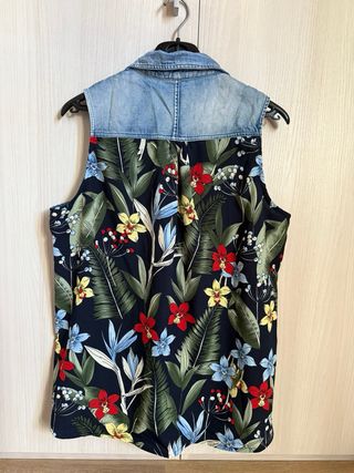 Camicia jeans donna floreale