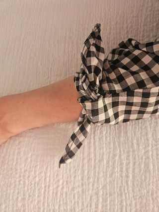 ✅️MANGO Blusa cuadros vichy hombros descubiertos