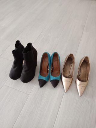 Lote 3 pares zapatos mujer.