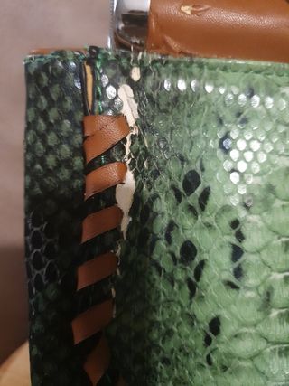 Bolso verde con estampado de serpiente