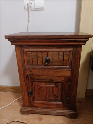 Juego de 2 mesitas de noche rústica de madera