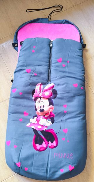 Saco Carro Bebé Minnie Corazones Rosa Gris