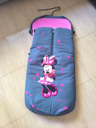Saco Carro Bebé Minnie Corazones Rosa Gris