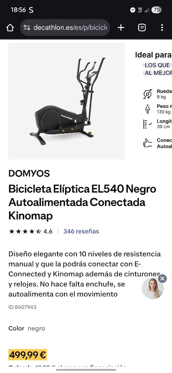 Bicicleta Elíptica Domyos 09