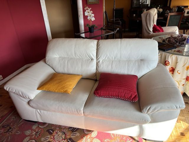 Sofá de piel blanco y rojo 175 cm