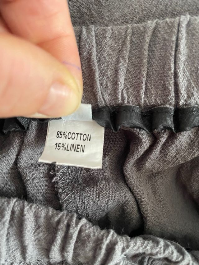 Pantalón de lino/algodón gris mujer