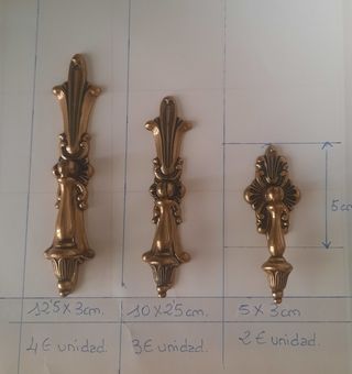 Tiradores de péndulo vintage dorados latón 