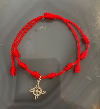 Pulsera Roja 7 Nudos Plata 925