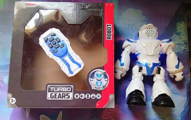 Robot de juguete azul con luces y música niños