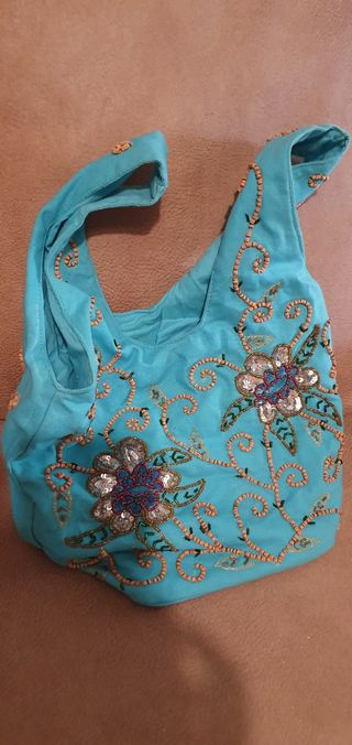 Bolso Turquoise con Flores Bordadas
