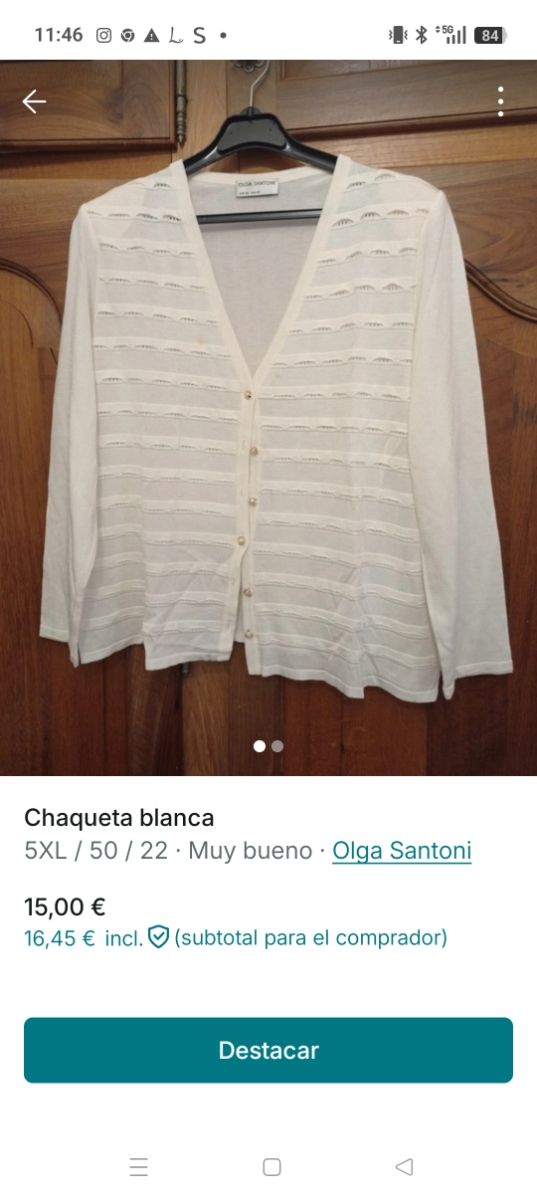 Chaqueta en color blanco roto