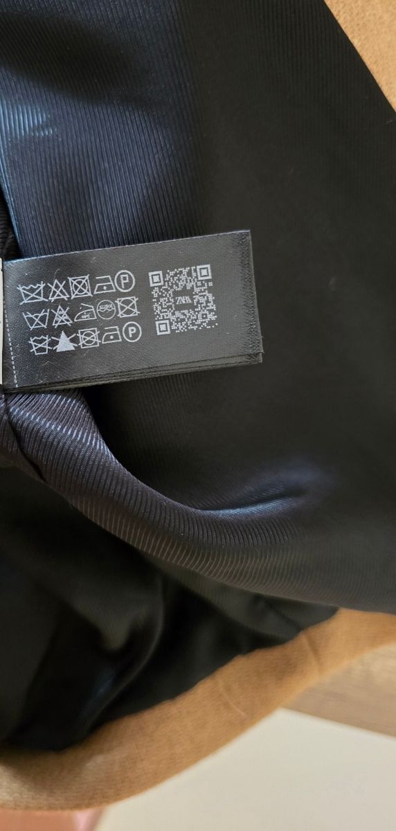 Abrigo cruzado lana beige tostado Zara